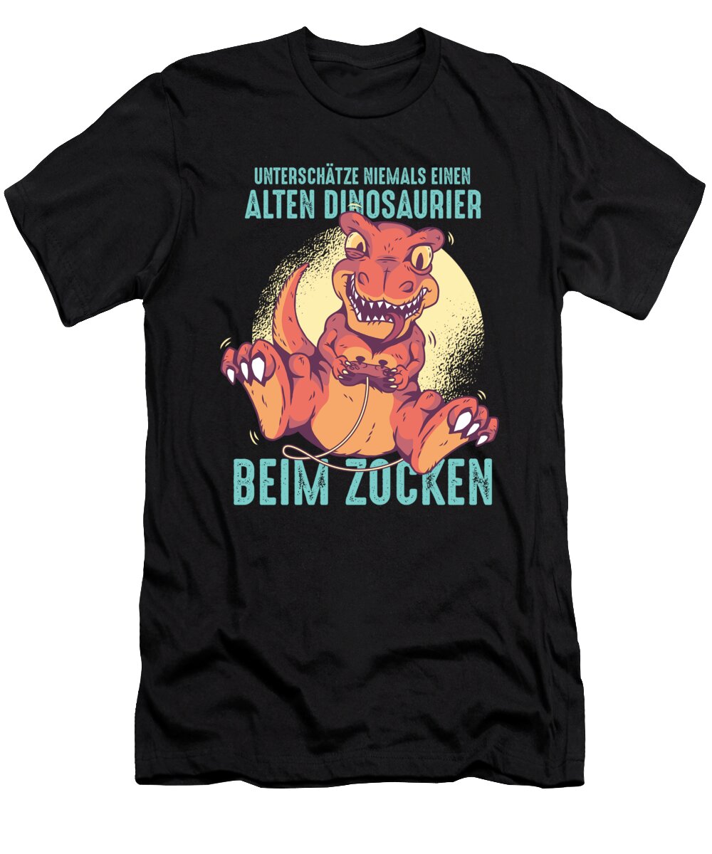 Dino Dinosaurier Zocker Gamer Zocken Gaming Gift Thomas Larch T-Shirt