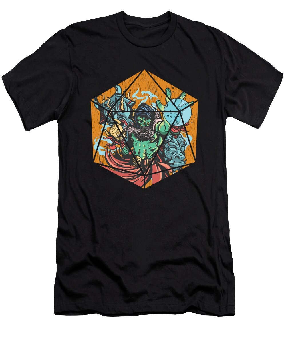 Fantasy Orc Mage Role Playing Dice D20 Pen and Paper Fuzius T-Shirt