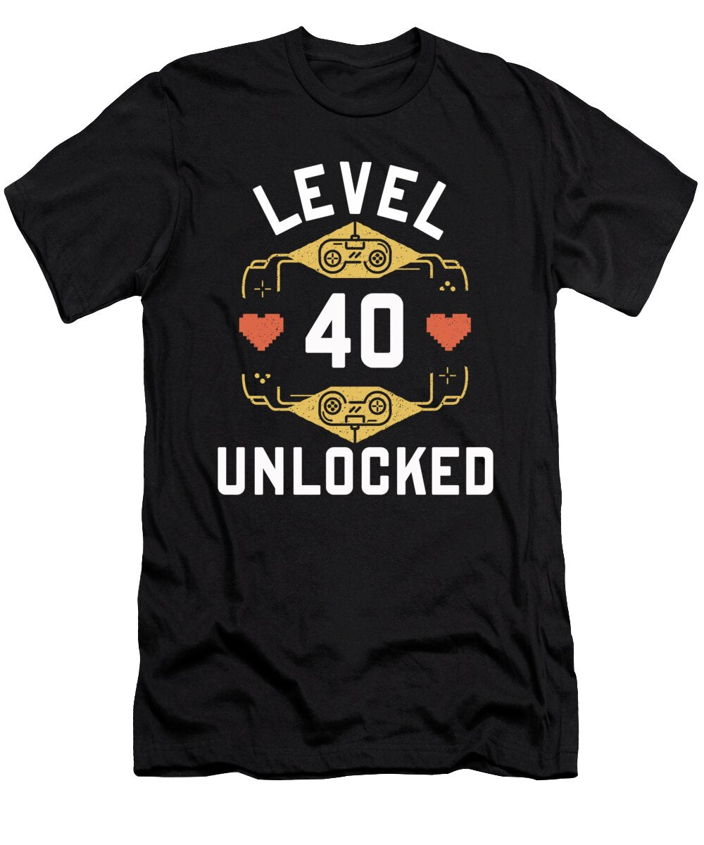 Level 40 Gamer Birthday Gamer Gift Benjamin Burkert T-Shirt