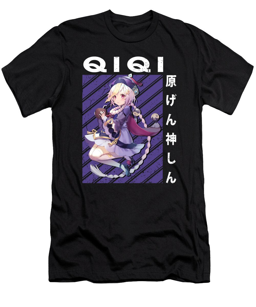Qiqi Classic Art Genshin Rpg Impact Game Douxie Grimo T-Shirt