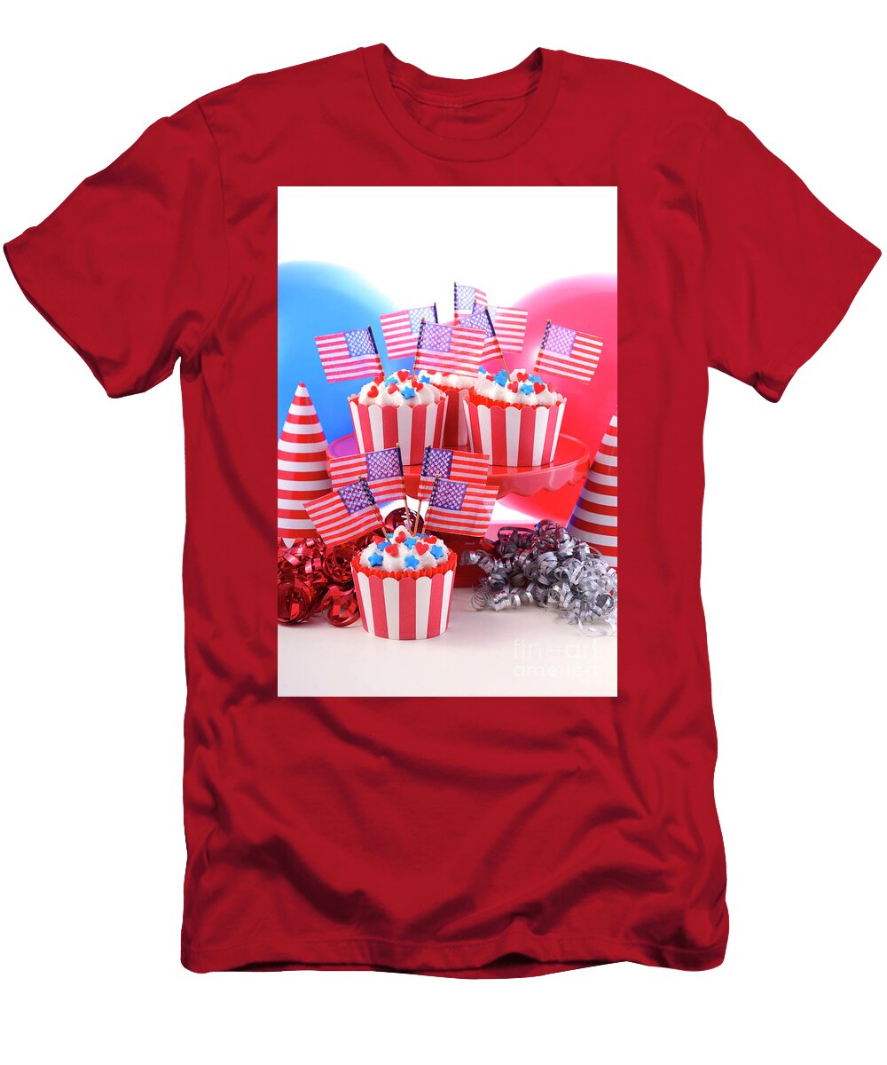 USA Theme Cupcakes in a Party Scene Milleflore Images T-Shirt